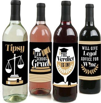 Big Dot Of Happiness Law School Grad - Future Lawyer Party Decor - Wine Bottle Label Stickers - 4 Ct