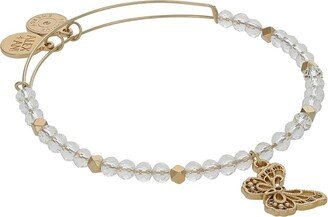 Filigree Butterfly and Crystal Beaded Bracelet (Shiny Gold) Bracelet