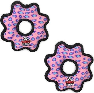 Tuffy Jr Gear Ring Pink Leopard, 2-Pack Dog Toys