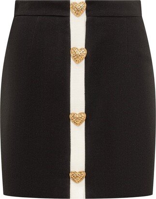 Heart Buttons Stretch Mini skirt-AA