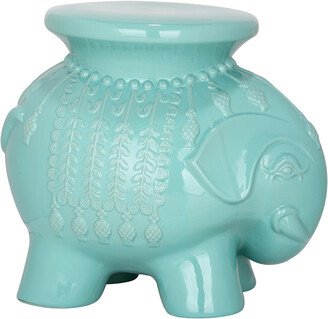 Robin's Egg Blue Ceramic Elephant Stool-AA