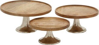 Peyton Lane Set Of 3 Mango Wood Cake Stands