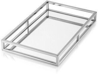 Oblong Mirror Tray With Silver Walls