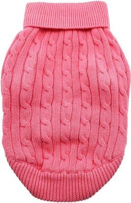 Doggie Design Dog Cable Knit 100% Cotton Sweater - Candy Pink (Medium)