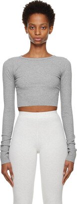 TERNE Gray Cropped Long Sleeve T-Shirt