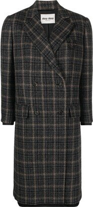 Double-Breasted Plaid Coat-AA