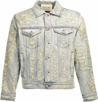 Distressed Long-Sleeved Denim Jacket-AA