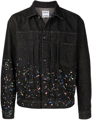 Paint-Splatter Denim Jacket-AA