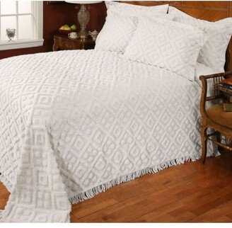 Full size Chenille Cotton Bedspread with Fringe Edges