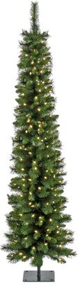 National Tree Company 6' Pre-Lit Nooksack Fir Pencil Slim Tree with Led Lights