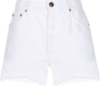 Frayed-Hem Denim Shorts-AB