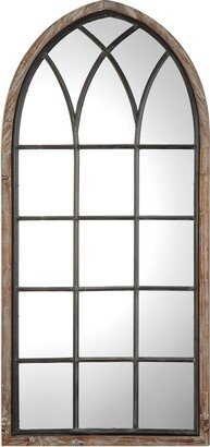 Montone 29 7/8 Inch Wide Arched Framed Flat Mirror by Jim - Burnished Gray Wash