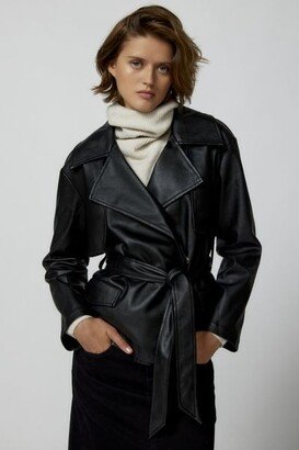 Guilia Faux Leather Cropped Trench Coat