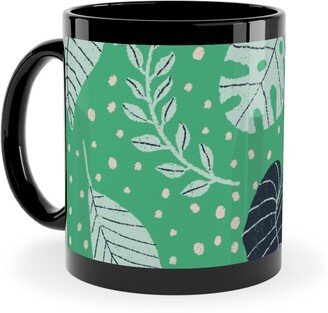 Mugs: Leafy Jungle - Green Ceramic Mug, Black, 11Oz, Green