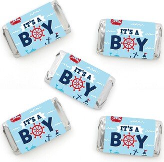 Big Dot Of Happiness Ahoy It's a Boy - Mini Candy Bar Wrapper Stickers - Nautical Party Favors 40 Ct