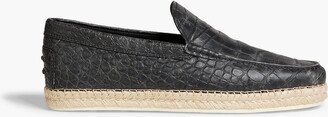 Croc-effect leather espadrilles