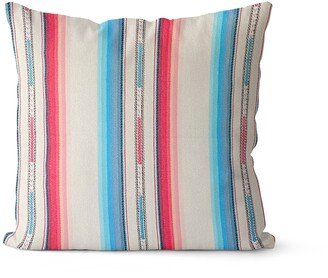 Colorful Southwest Stripe Throw Pillow Cover // Blue Pink Teal Striped Decorative 075