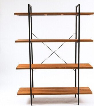 LuxenHome 4-Shelf 66.5 H x 51.2 W Pine Wood Metal Frame Etagere Bookcase