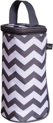 Breastmilk Cooler & Baby Bottle Bag, Insulated Leak Proof, Ice Pack Included, Single in Grey Chevron