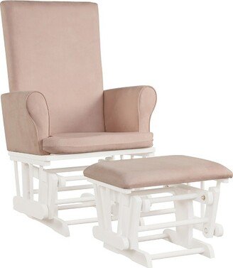 Baby Nursery Relax Rocker Rocking Chair Glider & Ottoman Set w/Cushion Pink