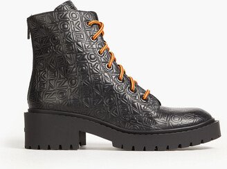 Pike embossed leather combat boots