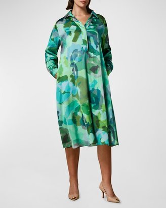 Plus Size Daniela Printed Satin Midi Shirtdress