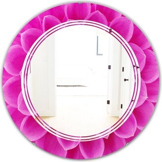 Designart 'Large Pink Flower and Petals' Printed Modern Round or Oval Wall Mirror - Triple C