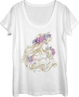 Women's Sleeping Beauty Aurora Profile Scoop Neck - White - 2X Large