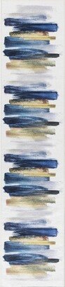 Washables Abstract Brushstroke Indoor Non-Skid Area Rug Blue Multicolor