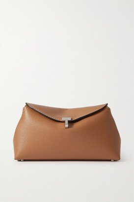 T-lock Textured-leather Clutch - Brown