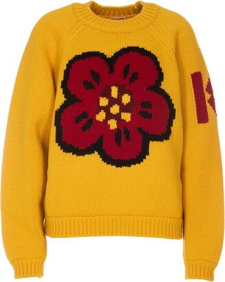 Flower Intarsia Knitted Crewneck Jumper