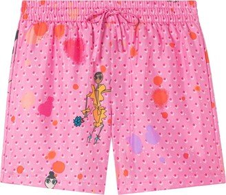 Polka-Dot Print Drawstring Shorts