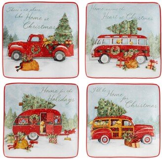 Home for Christmas 4-Pc. Canape Plate asst. - White/red