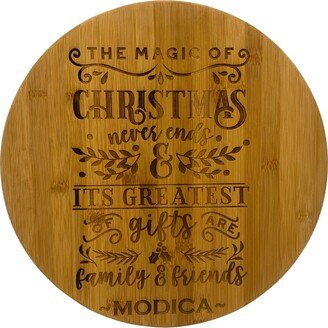 Personalized Christmas Gift Lazy Susan, Susan Serving Tray For Table, Solid Wood Custom Engraved Turn Table