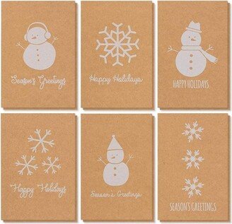 Best Paper Greetings 36 Pack Kraft Merry Christmas Greeting Cards Assortment with Envelopes, Holiday Yuletide Designs, 4 x 6 In