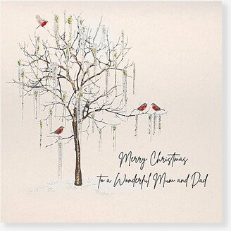 Selfridges Edit Merry Christmas To Wonderful Mum And Dad Crystal-embellished Christmas Card 16.5cm x 16.5cm