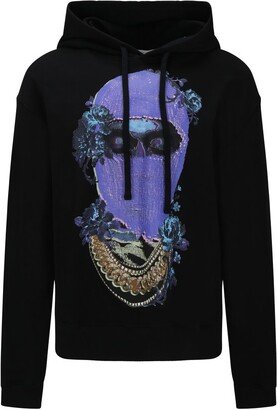 Graphic-Printed Long Sleeved Drawstring Hoodie