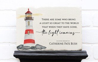 Personalized Memorial Stone | Only The Light Remains Lighthouse Temporary Grave Marker Garden Sympathy Gift