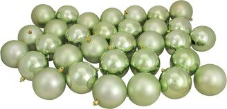 Northlight 32ct Celadon Green Shatterproof Matte and Shiny Christmas Ball Ornaments 3.25 80mm