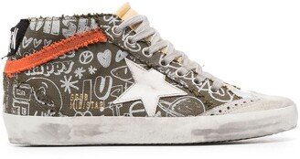 Mid Star lettering print high-top sneakers