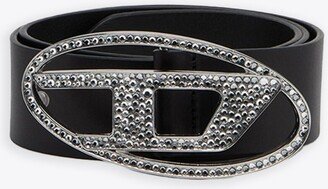 Oval D Logo B-1dr Strass Belt Black leather belt with strass oval-d buckle - B-1DR Strass belt