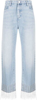 Fringe-Detail Cropped Jeans