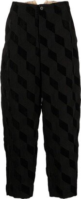 Geometric-Print Tapered Trousers-AA