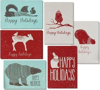 Best Paper Greetings 48 Pack Happy Holiday Christmas Cards with Envelopes, 6 Winter Animal Designs, 4x6 inches