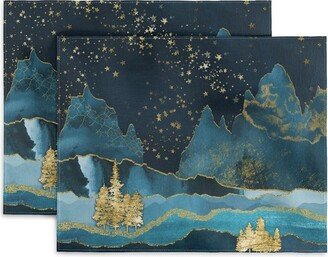 Nature Magick Teal and Gold Mountain Stars Set of 2 Placemats