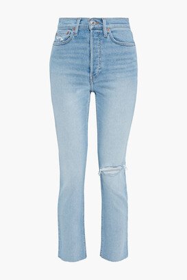 90s Cropped Distressed High-Rise Slim-Leg Jeans