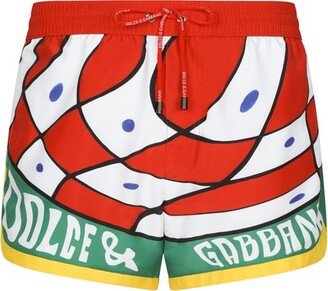 Short Swim Trunks with Carretto Print