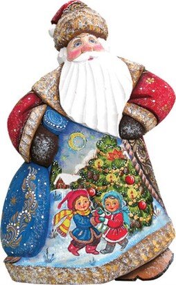 G.DeBrekht Woodcarved and Hand Painted Trim A Tree Dancing Santa Figurine
