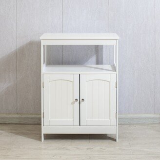 Zeus & Ruta White Wooden Freestanding Storage Cabinet with 2 Doors and Shelves