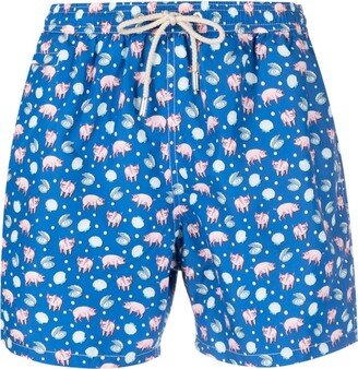 Graphic-Print Swim Shorts-AV